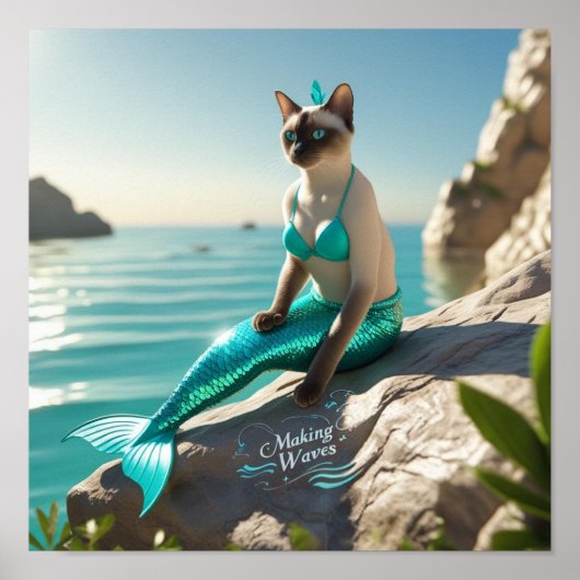 Poster Chat Sirène pour les amoureux de chat siamois Affi (Devant)