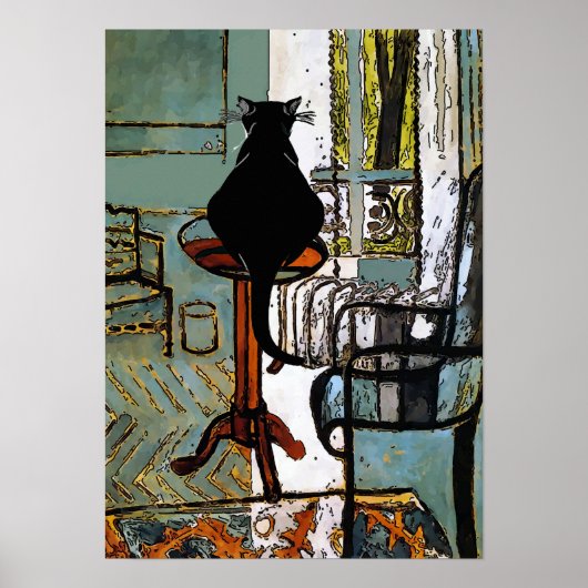 Poster Chat sous fenêtre, après Matisse (Devant)