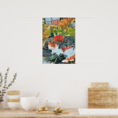 Poster chat sous un buisson à fleurs A.I. amélioré (Cuisine)