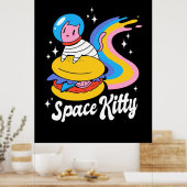 Poster Chat spatial astronaute (Cuisine)