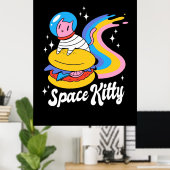 Poster Chat spatial astronaute (Bureau à domicile)