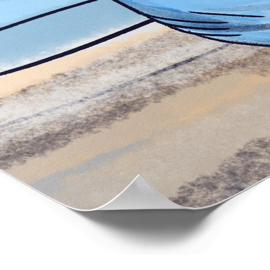 Poster Chat Sphynx Aquarelle Bleu (Coin)