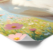 Poster Chat Sphynx blanc et fleurs (Coin)