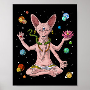 Poster Chat Sphynx Chat sans poils Zen Yoga Méditation Es