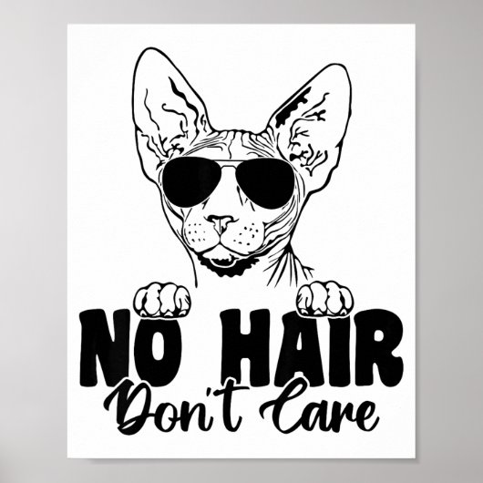 Poster Chat Sphynx Drôle Pas de Cheveux Peu Importe Chauv (Devant)