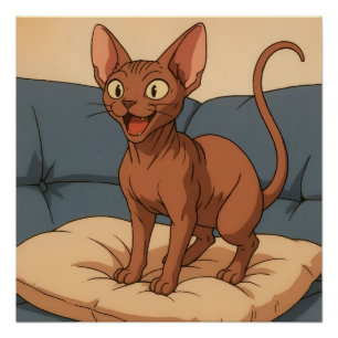 Poster Chat Sphynx heureux