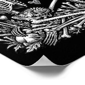 Poster Chat squelette Crâne Kitty Mignon Halloween Hommes (Coin)