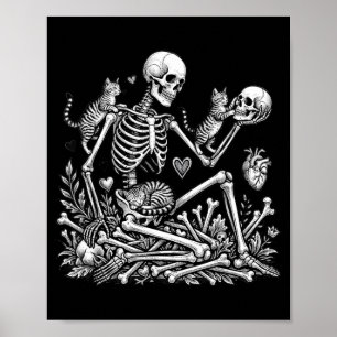 Poster Chat squelette Crâne Kitty Mignon Halloween Hommes