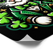 Poster Chat St Patrick Fête du Trèfle Pour Hommes Femmes (Coin)