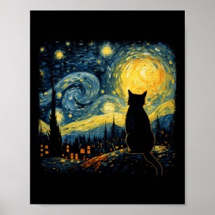 Poster Chat Starry Nuit Van Gogh Chat pour Amoureux des c