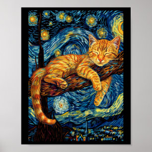 Poster Chat Starry Nuit Van Gogh Chat pour Amoureux des c