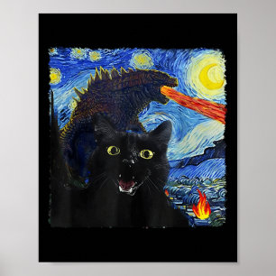 Poster Chat Starry Nuit Van Gogh Chat Pour Amoureux des c