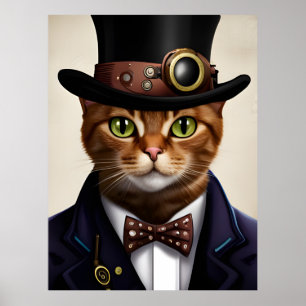Poster Chat Steampunk