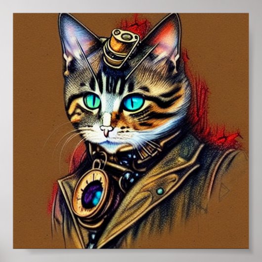 Poster Chat Steampunk (Devant)