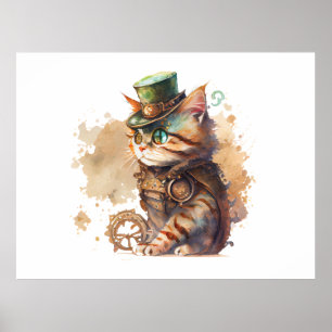 Poster Chat Steampunk Adorable et mignonne