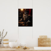 Poster Chat Steampunk en Uniform Retro (Cuisine)