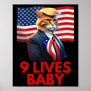 Poster Chat Suite Avec Trump Cheveux Drapeau Américain Ne