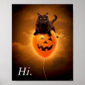 Poster Chat sur ballon d'Halloween (Devant)