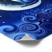 Poster Chat sur Crescent Moon bleu Chat 773 (Coin)