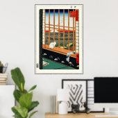 Poster Chat sur fenêtre par Hiroshige 歌 川 広 重 (Bureau à domicile)