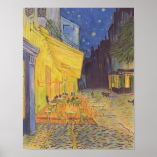 Poster Chat sur la terrasse du café le soir Vincent van G