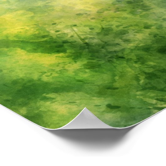 Poster Chat sur un arbre dessin vert Jaune Brown (Coin)