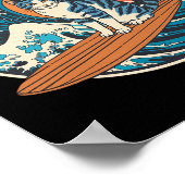 Poster Chat Surfant Drôle Surfeur Planche de Surf (Coin)