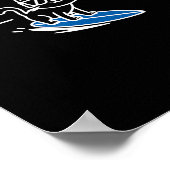 Poster Chat Surfant Drôle Surfeur Planche de Surf Surf (Coin)