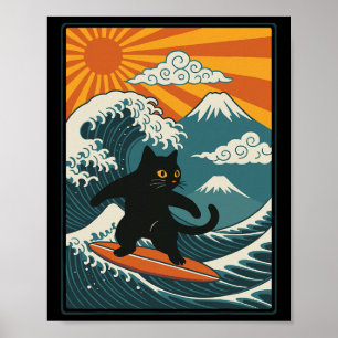 Poster Chat Surfant Japonais _2