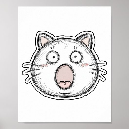 Poster Chat surpris bouche ouverte (Devant)