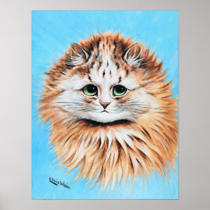Poster Chat tigré aux yeux verts, Louis Wain