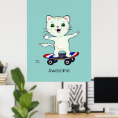 Poster Chat tigré patineur drôle (Bureau à domicile)