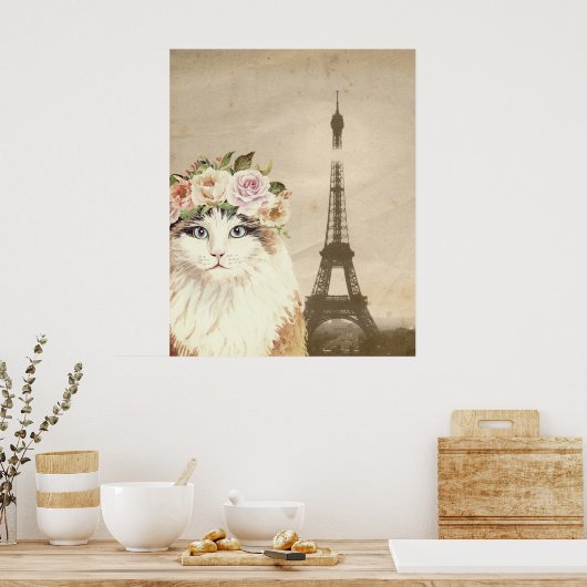 Poster Chat & Tour Eiffel (Cuisine)
