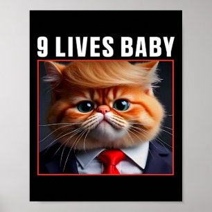 Poster Chat Trump 9 Vies Par Drôle Vote Pour Trump Chats