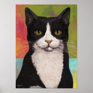 Poster Chat Tuxedo Coloré