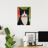 Poster Chat Tuxedo Coloré (Bureau à domicile)