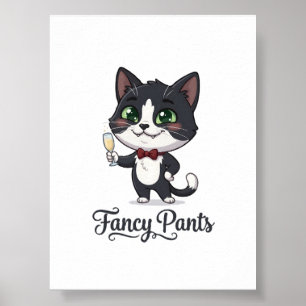 Poster Chat Tuxedo Fancy Pants Porte un Toast