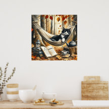Chat Tuxedo noir et blanc Dreaming of Adventure