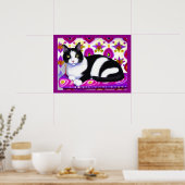Poster Chat Tuxedo noir et blanc sur un coussin (Cuisine)