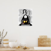 Poster Chat Upside Down Funny Cartoon Caractère (Cuisine)