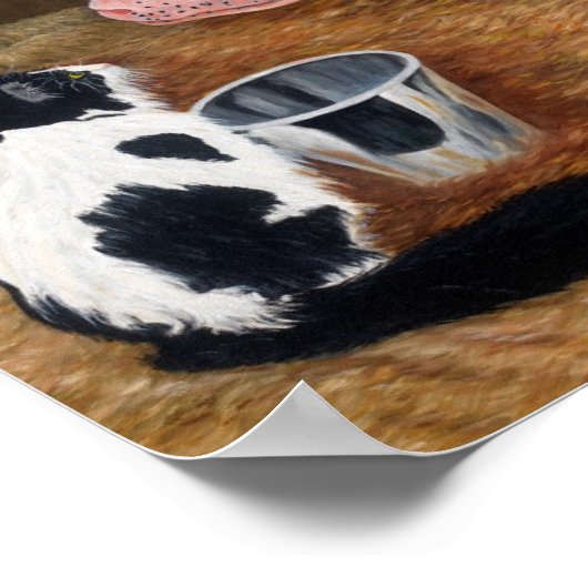 Poster Chat, vache et veau (Coin)