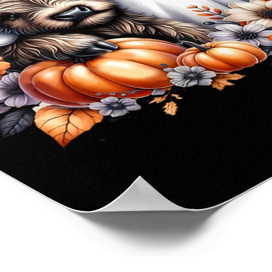 Poster Chat Vache Fantôme saison Éffrayante Automne (Coin)