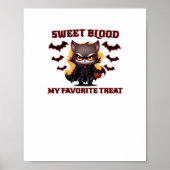 Poster Chat Vampire en colère Craves Sweet Halloween sang (Devant)