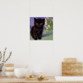 Poster Chat Van Gogh avec fleurs blanches (Cuisine)