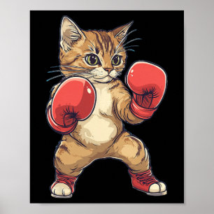 Poster Chat Vêtu Comme Une Boxe Drôle Hommes Femmes Enfan