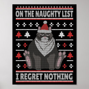 Poster Chat vilain Noël Sweat-shirt laid Je ne regrette r