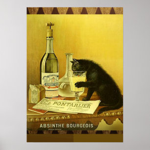 Poster Chat vintage - Absinthe Bourgeois