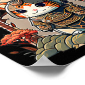 Poster Chat Warrior japonais écriture Anime Art pour kawa (Coin)