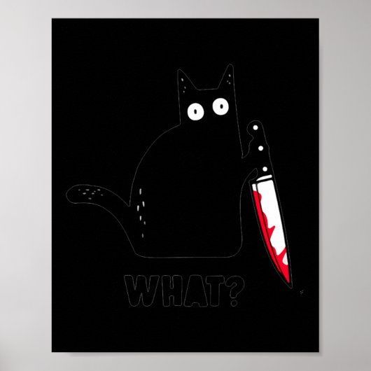 Poster Chat What_ Funky Chemise Chat Noir, Chat Meurtrier (Devant)