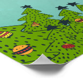 Poster Chat Whimsical assis dans un thé Noël (Coin)